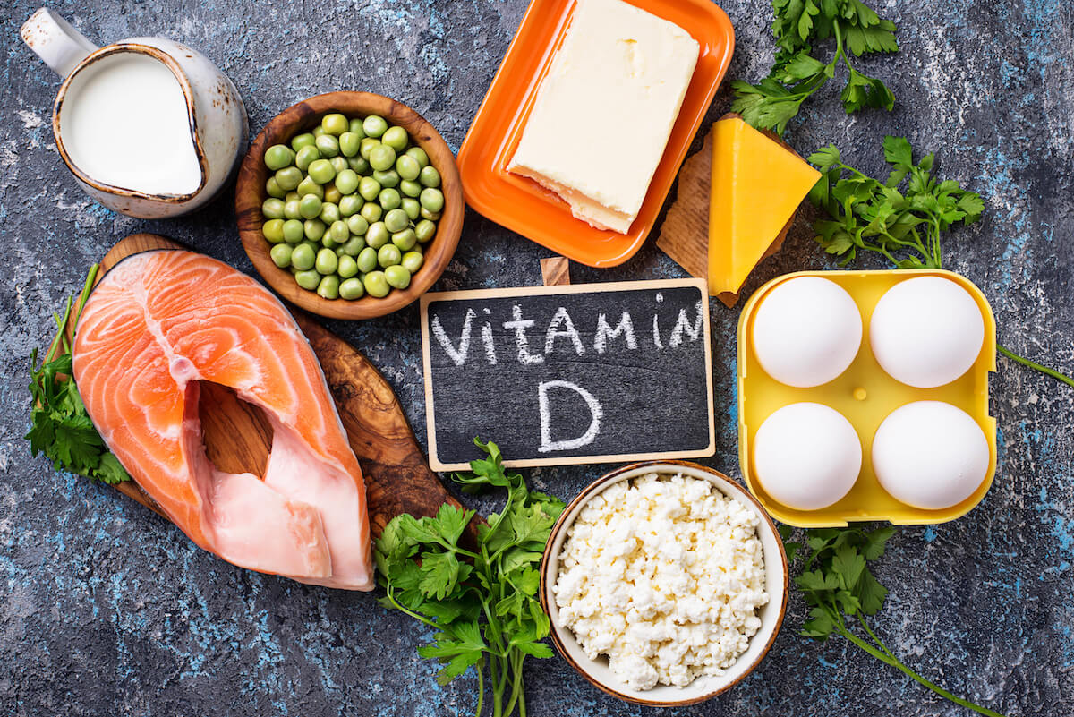 Healthy Foods Containing Vitamin D. Top View